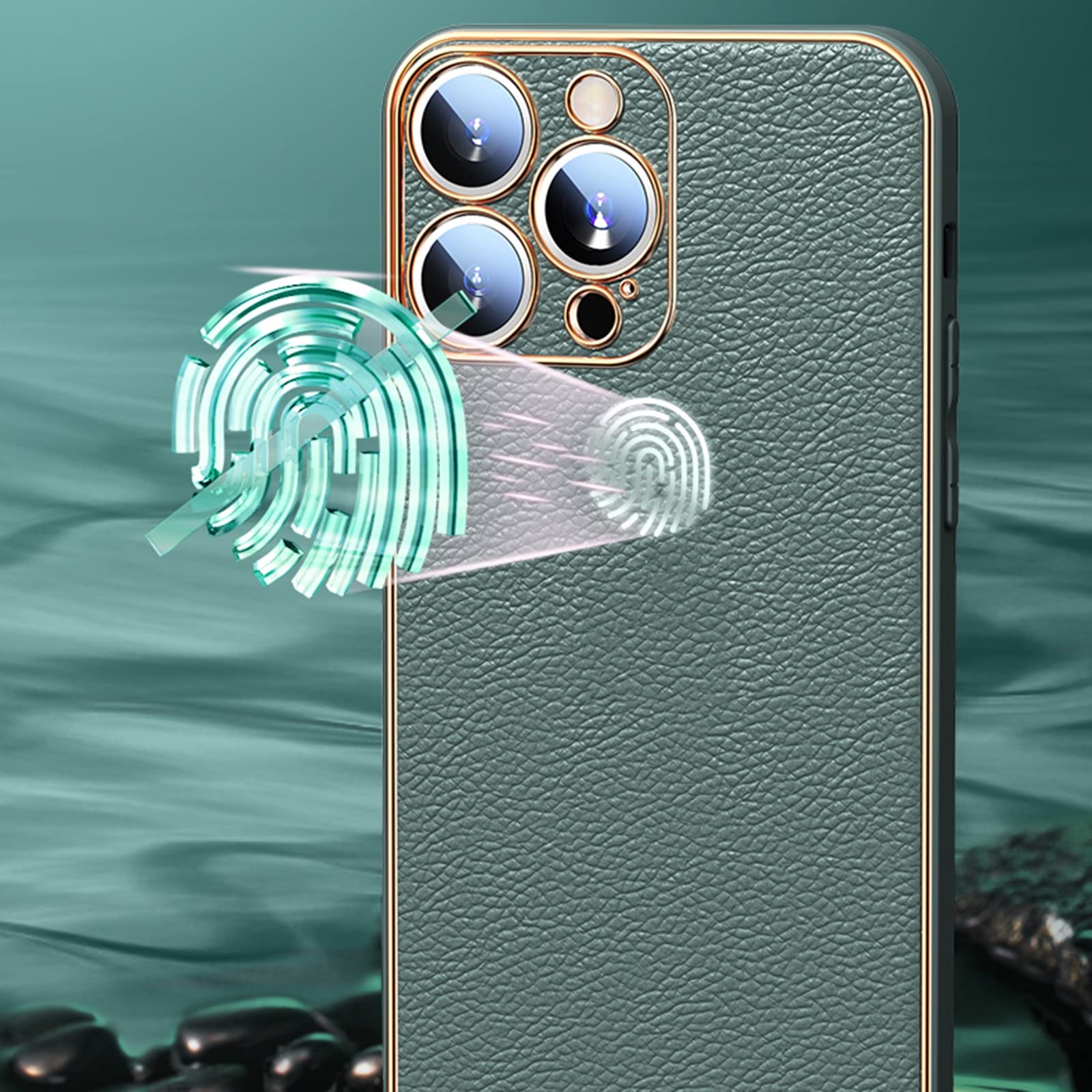 Funda de Cuero para iPhone 13 Mini/13/13 Pro/13 Pro MAX, Estuche de Piel PU con Protección de La Cámara, Ultra Fina, a Prueba de Golpes,Verde,13 Pro MAX 6.7"