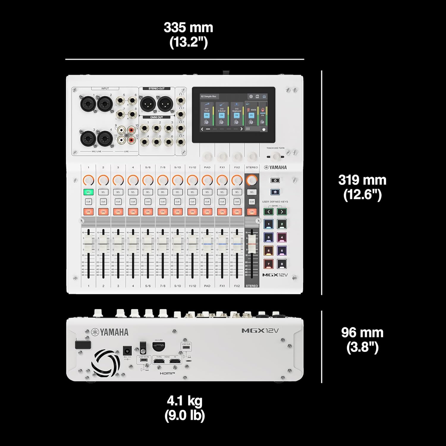 Yamaha MGX16 22ch Digital Mixing Console, Dual USB-C Audio Interface, Includes Cubase Al, WaveLab Cast LE, Basic FX Suite and Steinberg Plus Software Bundle, White MGX16 W