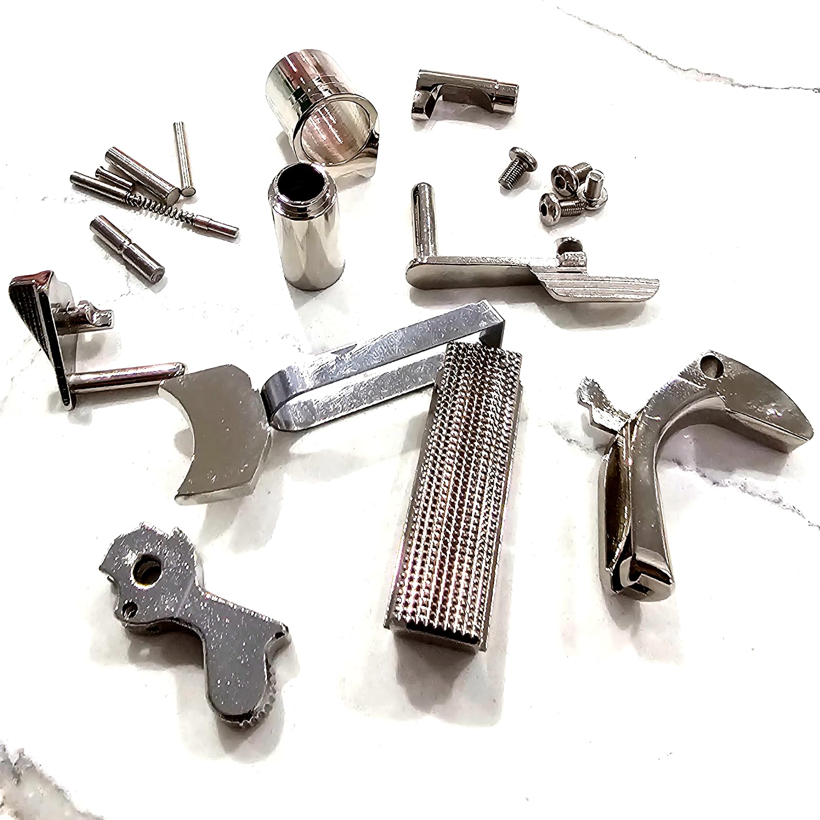 Premium Colt, Rock Island and Most Other 1911 Brands,1911 Full-Size Accent kit for .45 ACP, 38 Super, and 9mm - Grip Safety 1911 Main Spring housing Full Size Polished Nickel Plated