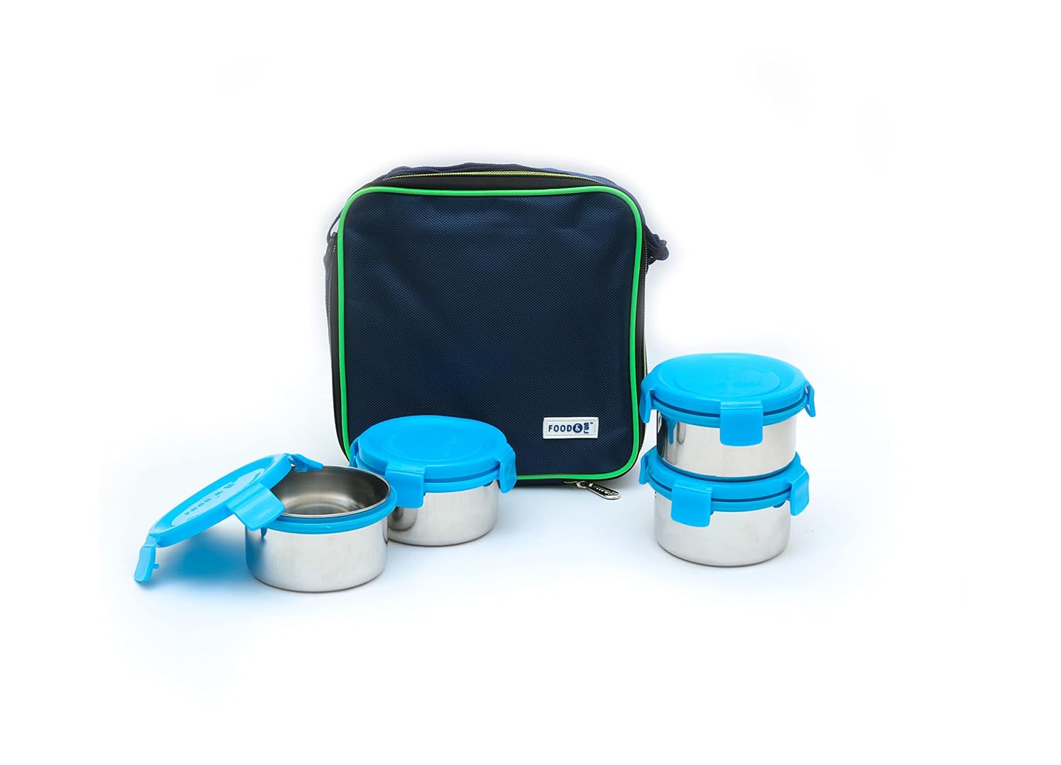 Buy Food and Fun Stainless Steel Square Lunch Box,Set of 4 with Bag