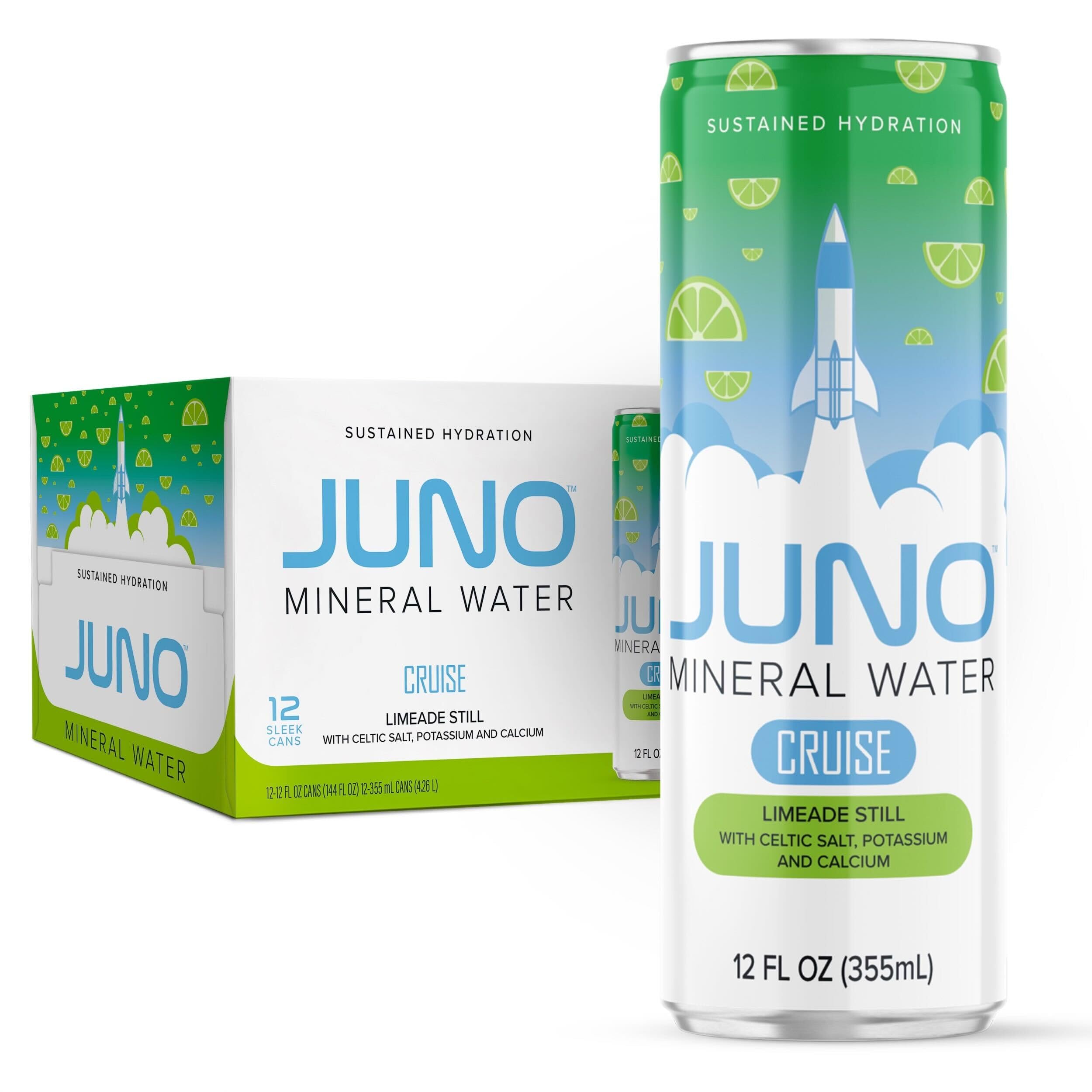 JUNOHYDRATION Limeade Still Drink - Organic Monk Fruit, Organic Lime Juice & Essential Electrolytes like Celtic Salt, Potassium, Calcium - Premium Hydrating Beverage, 12 Pack