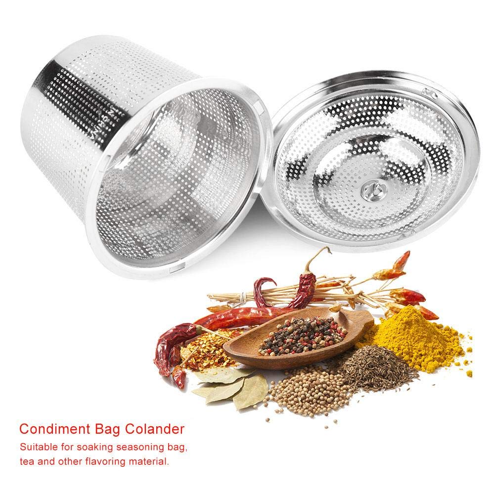Stainless Steel Mesh Tea Tea Infuser Seasoning Balls Condiment Bag- Strainer for Loose Leaf Tea(L)