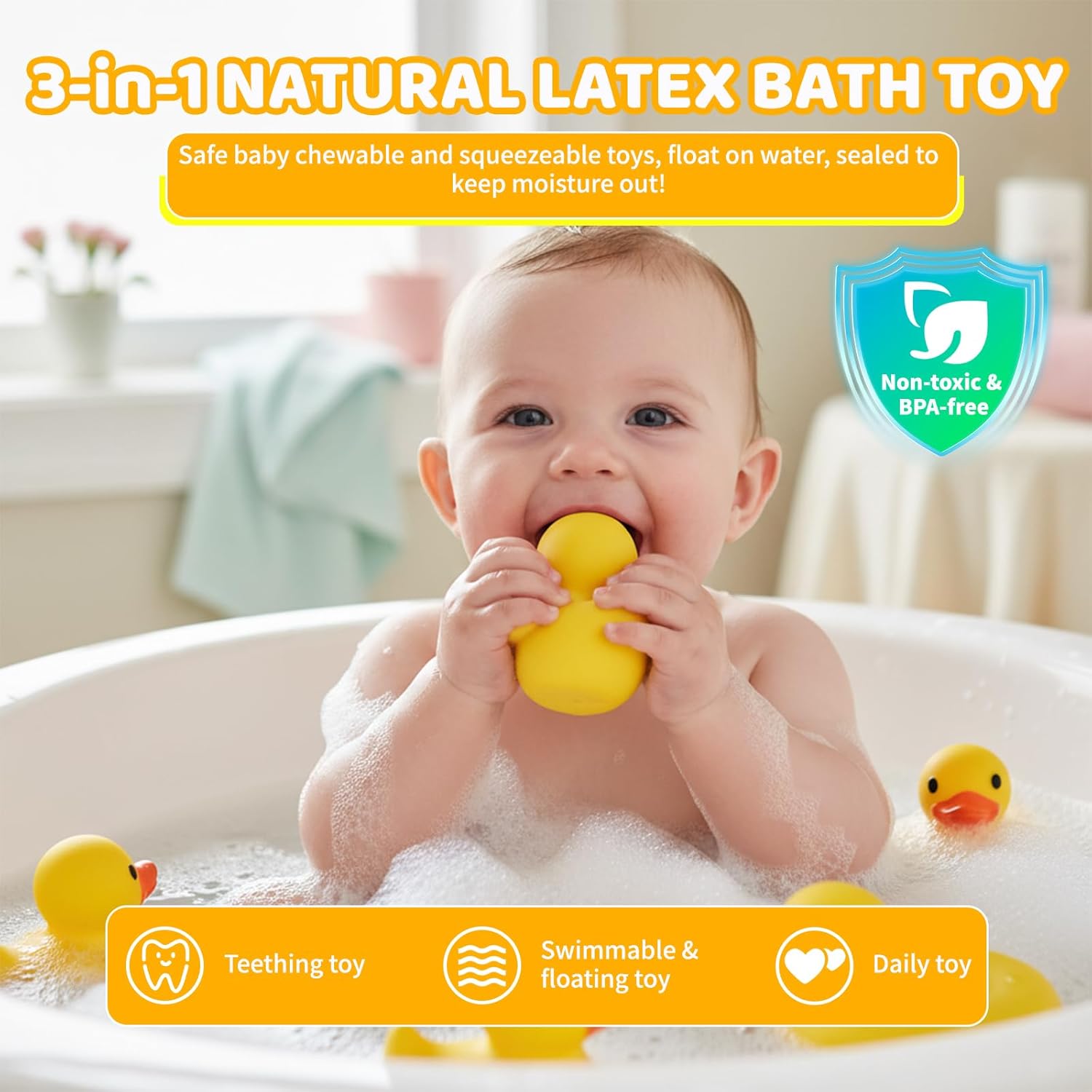 Tiny Marvels Baby Bath Toys for 6 Months & Up, Mold Free No Hole Bath Toys, BPA Free Floating Toddler Bath Toys, Safe Kids Bath Toys for Tub & Pool