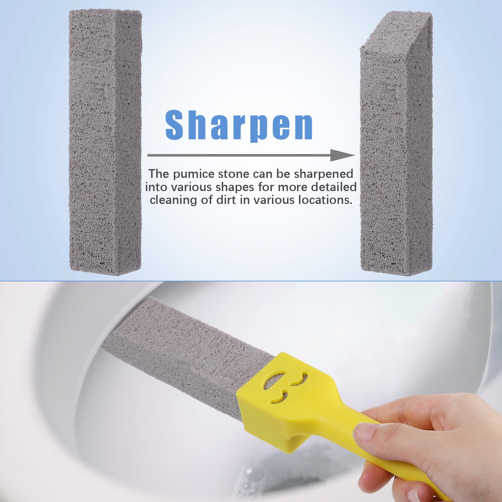 6 Piedras Piedra Pomez Inodoro, Piedra Pomez para Pies para Inodoro con 2 Mangos, Piedra Pómez Reemplazable para Inodoro, Piedra Pomez para Limpieza WC Natural para la Limpieza de Baños, Piscina