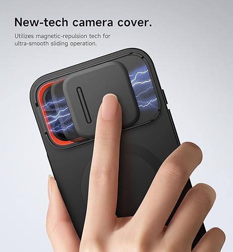 Miniatura 4 de SURITCH Funda para iPhone 16 Pro Max con cubierta magnética para cámara deslizante y soporte ajustable, compatible con MagSafe, funda protectora