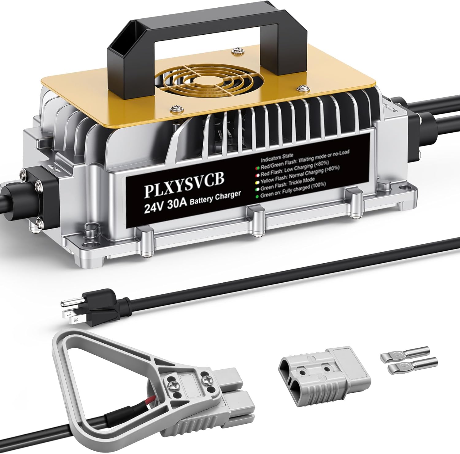 Forklift Battery Charger 24V 30A, 24V 30A Smart Trickle Charger, 24 Volt Battery Charger for Lead-Acid/AGM/Gel Batteries, Suitable for Pallet Jack, Lawn Mower, Floor Scrubber, Golf Cart