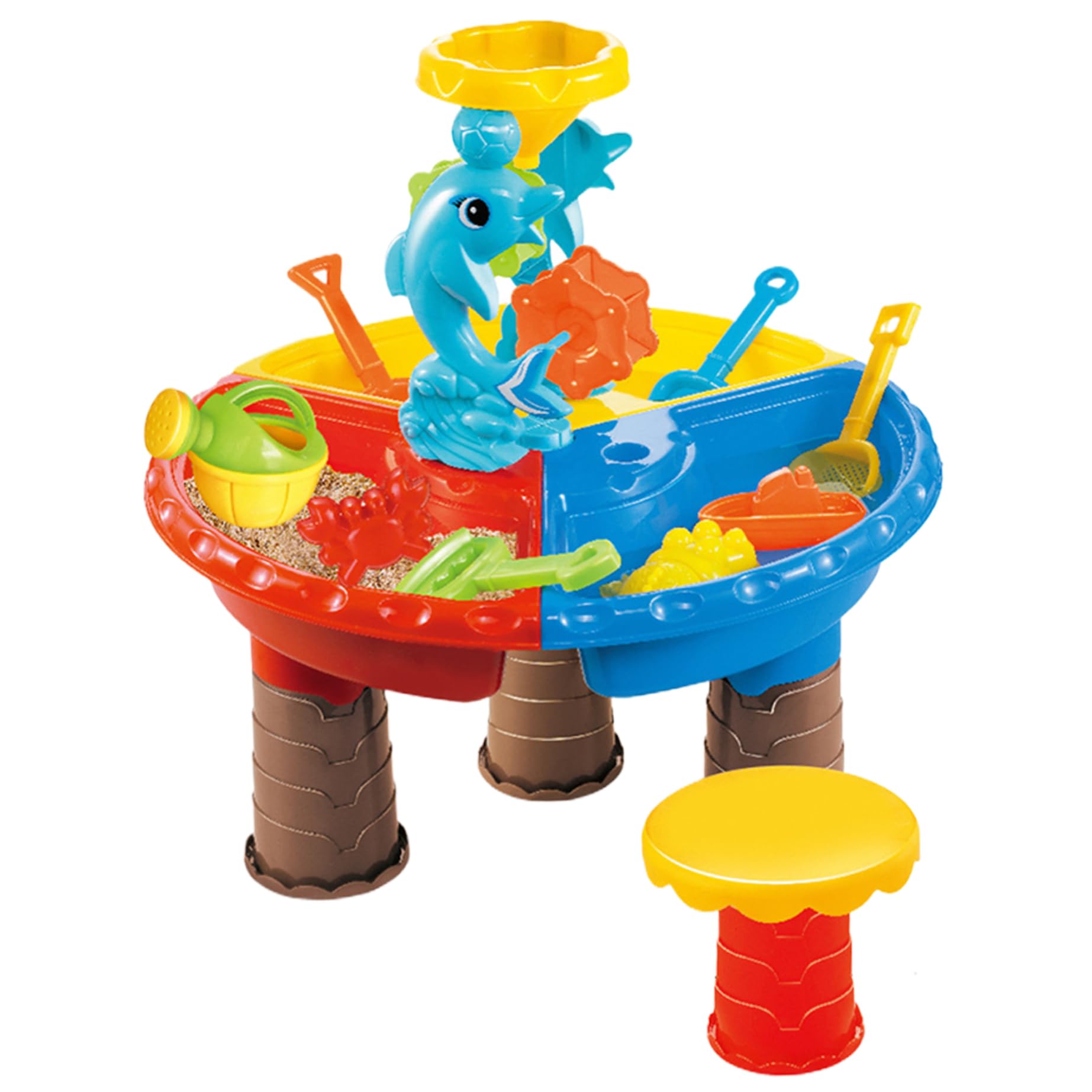 Mesa freática 1 Juego de Mesa de Arena Colorida con Lindo delfín ABS sensorial Interactivo Desarrollo Entre Padres e Hijos Agua y Arena para Interior al Aire Libre Playa Redonda
