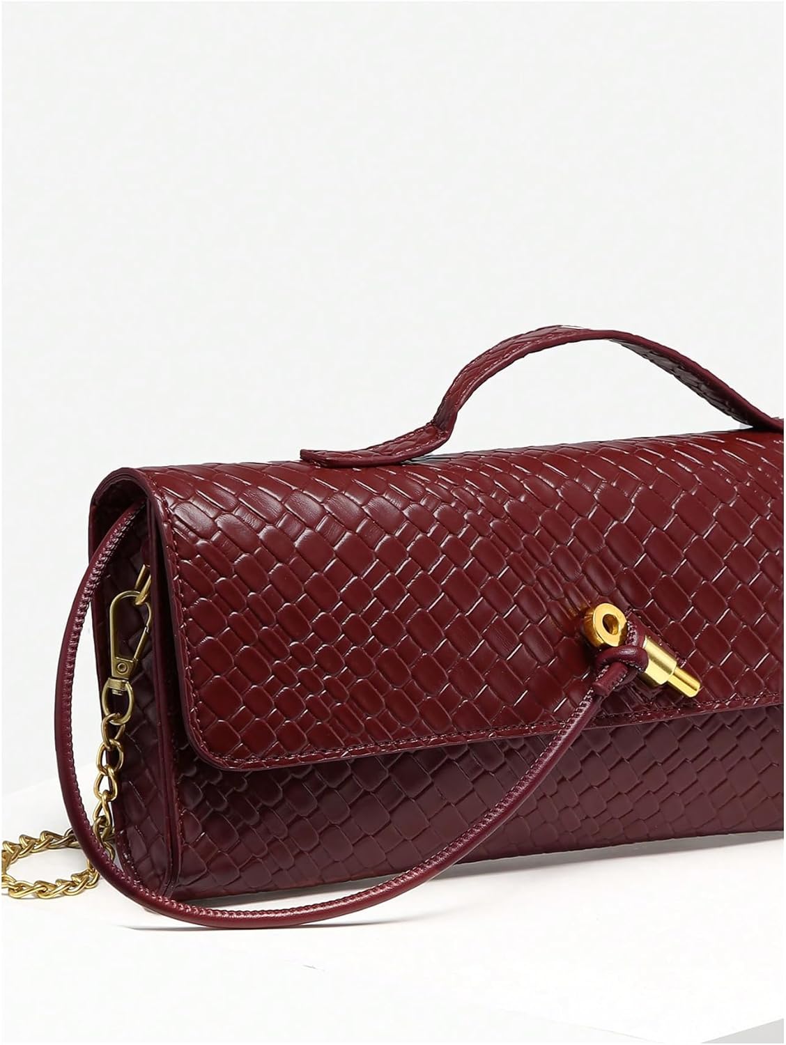 RoseSeek Women's Braided Textured Leather Handbag Flap Clutch Purse Top Handle Punk Hobo Bags