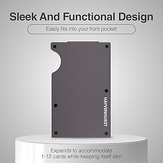 Hayvenhurst Wallet For Men - Reinvented Design Men's Wallet - Slim, Minimalistic & Seamless Card Case, Blocks RFID Scanners, Holds 12 Cards, Gunmetal, 10.9 cm x 8.6 cm x 1.9 cm, Cash Strap