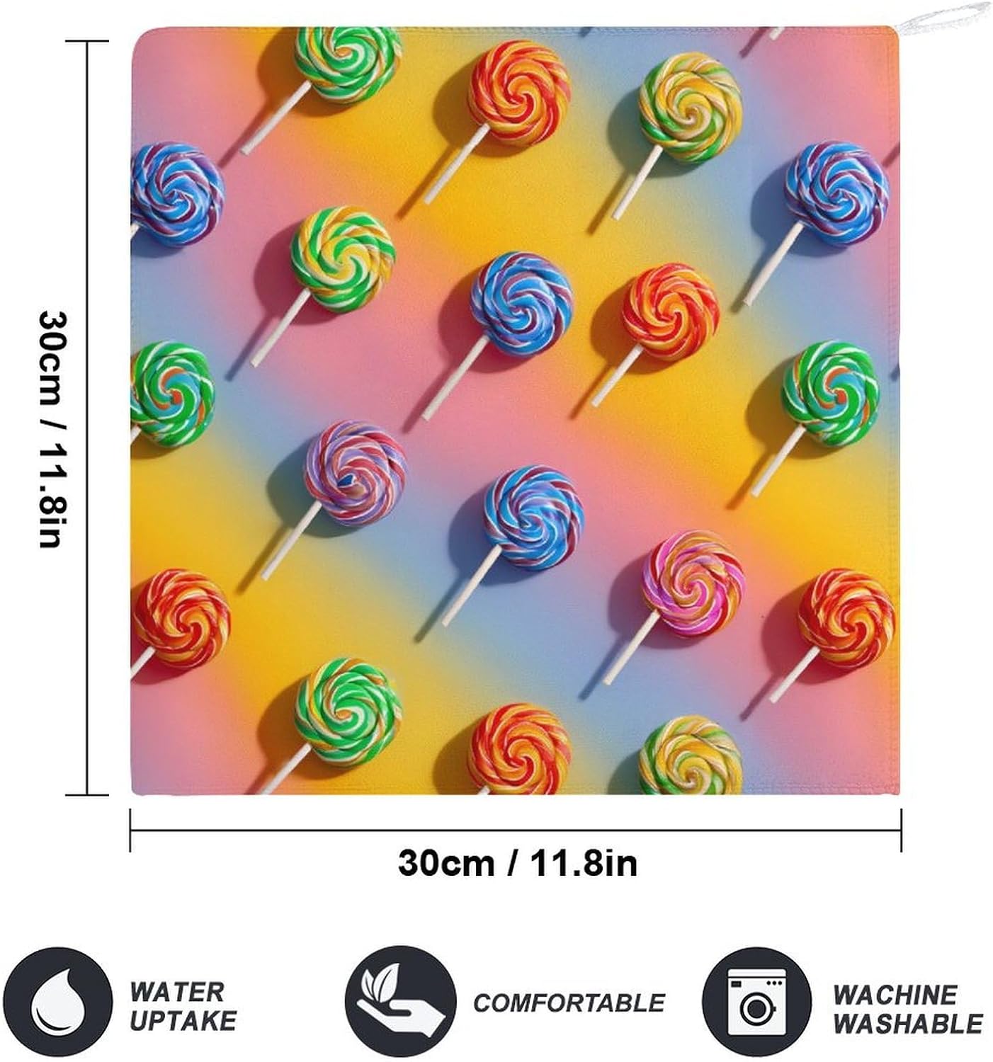 Lollipop Rainbow Hand Towels for Bathroom Handkerchief | Absorbent,with Hanging Loop,Kitchen Towels,for Home Hotel,Soft