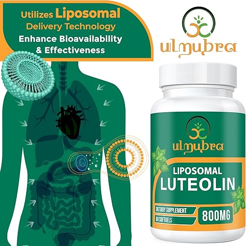Miniatura 3 de Suplemento de luteolina liposomal de 800 mg - Máxima absorción, suplemento antioxidante premium para el cerebro y el bienestar general, 60 cápsulas