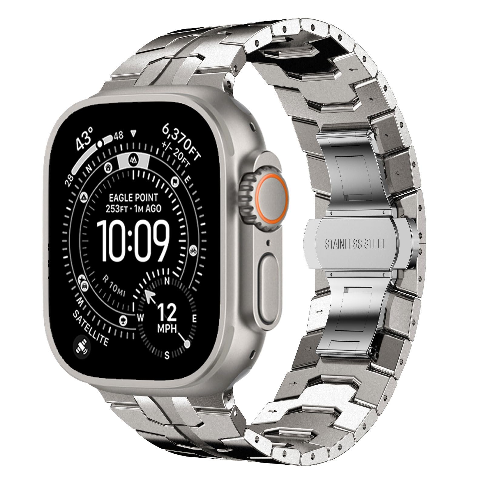 Fullife Metal Strap Compatible with Apple Watch Straps 49mm 46mm 45mm 44mm 42mm 41mm 40mm 38mm,Stainless Steel Replacement Band for iWatch Ultra2/Ultra Series 10/9/8/7/6/5/4/3/2/1/SE