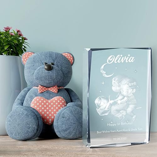 Miniatura 2 de Maverton Placa de cristal para niños  Estatua de figura grabada  Adorno de recuerdo de imagen 3D en caja personalizada  Estatua elegante para niños