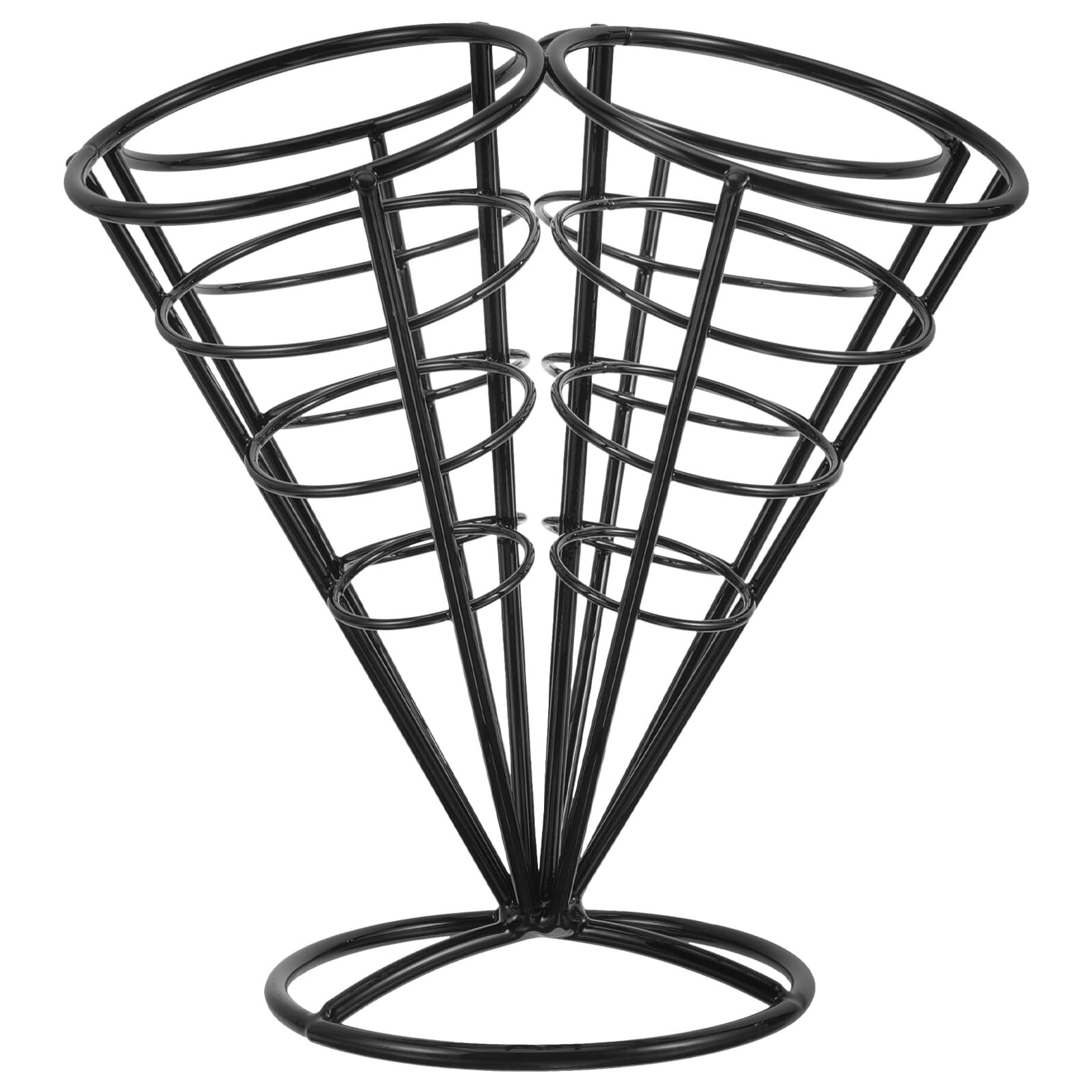Panier de frites chic noir en acier inoxydable, support de présentation raffiné