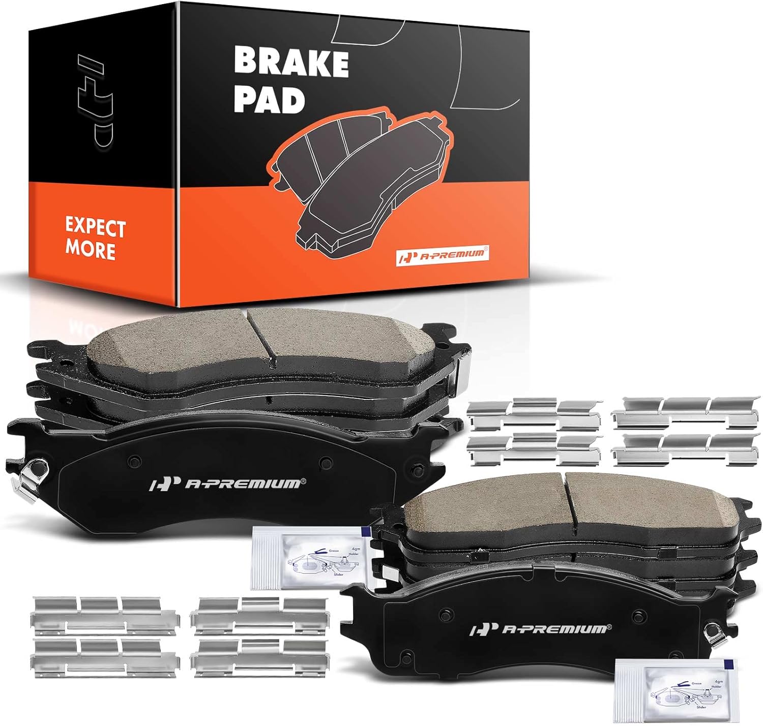 A-Premium Front and Rear Ceramic Brake Pads Set Compatible with Dodge Models - Ram 1500 2006-2008, Ram 2500/3500 2003-2008, with Hardware, 8-Pack