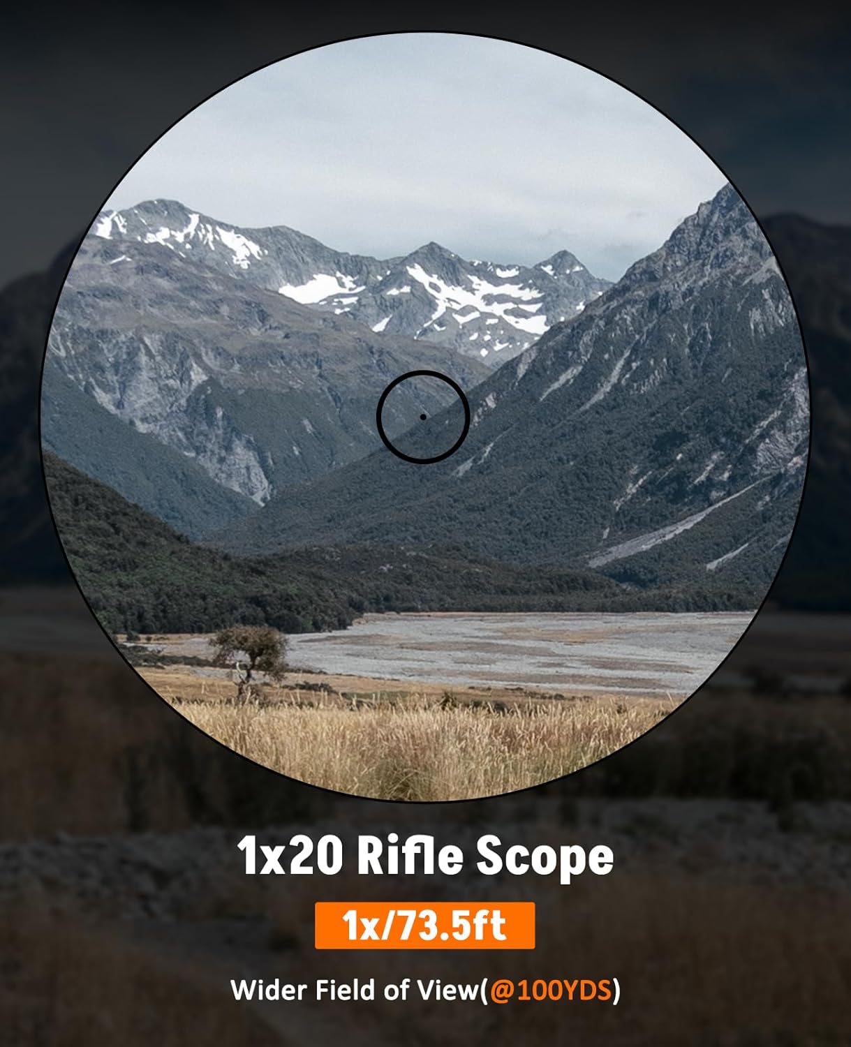 MidTen 1x20 Compact Prism Scope - Motion Activated Etched Reticle Rifle Scopes - 10 Brightness Levels Red Illuminated Circle Dot Reticle - Button Control Optic for Hunting