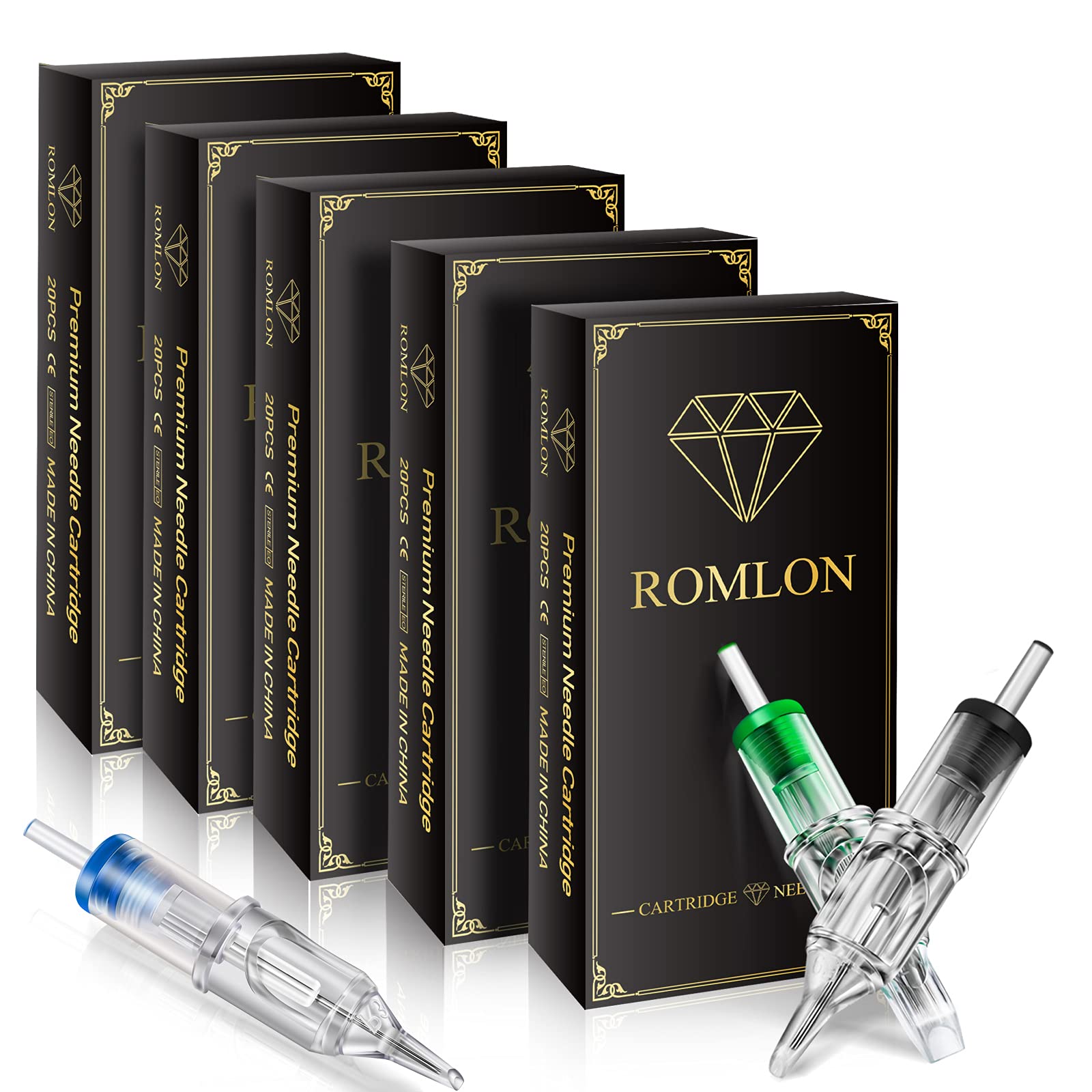 Romlon Tattoo Cartridge Needles 100Pcs Assorted Standard Sterilized Mixed Tattoo Needle Cartridges R