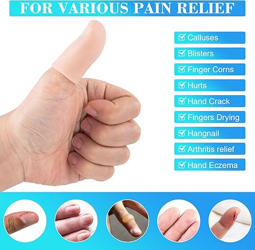 Miniatura 5 de ANCIRS Juego de 20 protectores de gel para dedos, protectores de dedos de gel, fundas de silicona para agrietarse las manos, piel con eczema, alivio