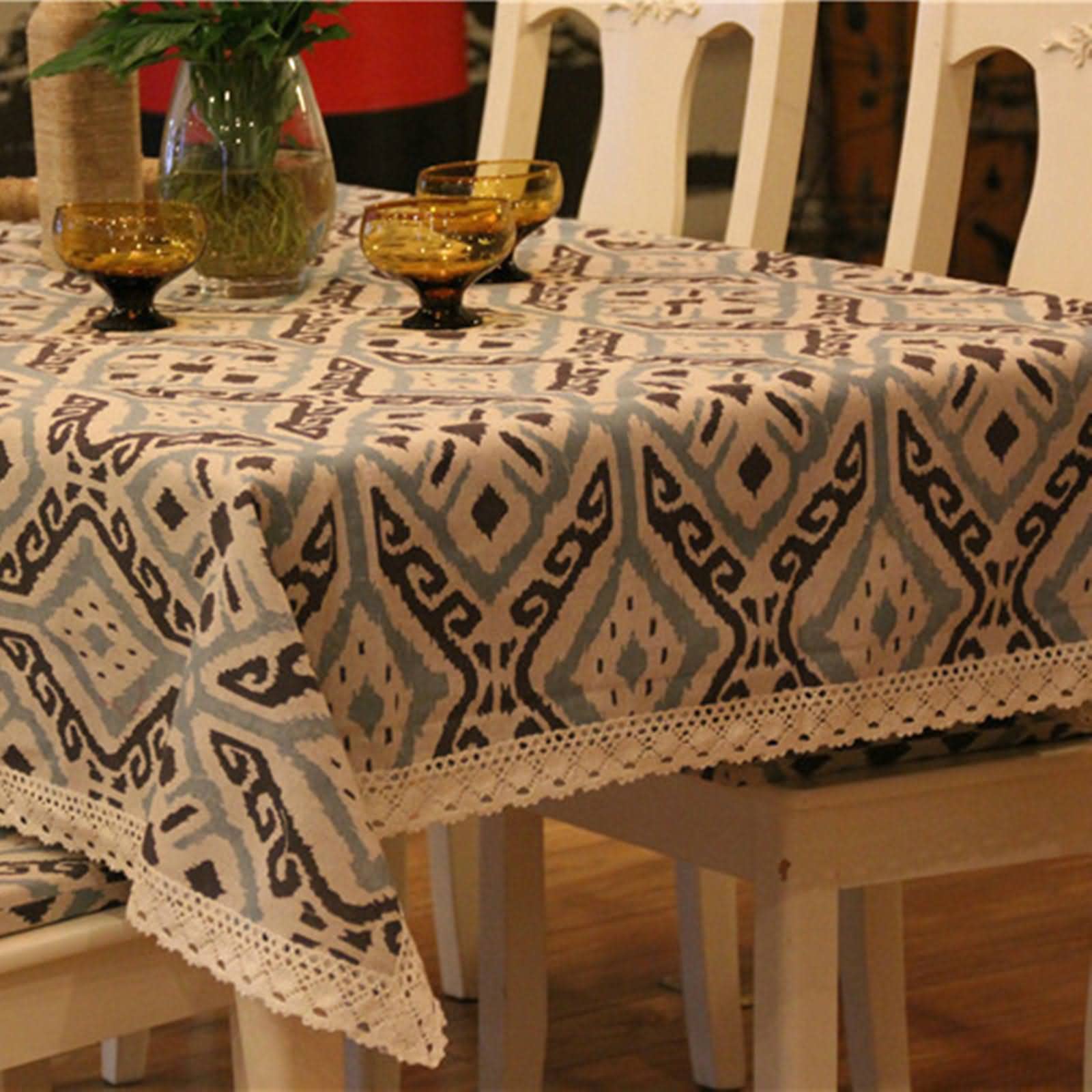 Nappe De Table Molletonnée Nappe Cuisine Toile Ciree Plaid Losange Nappe De Tables Nappes De Fête pour Enfants Blanc Bleu Décoration De Protection De Table 90X140Cm