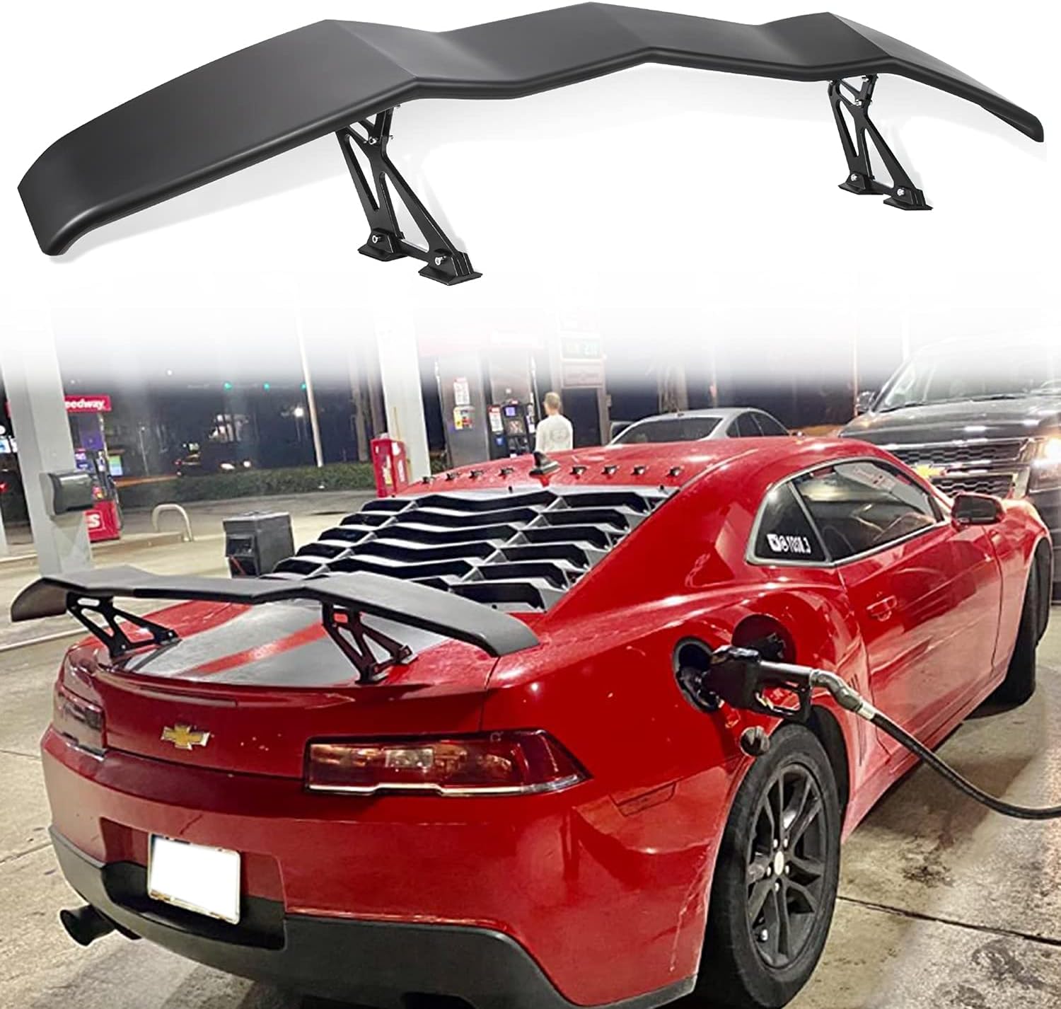 Universal Rear Trunk Wing Spoiler for Ford Mustang, Chevy Camaro, Dodge Charger Challenger, Ford Fusion, Nissan GTR, Coverette C7 in GT Lambo Style