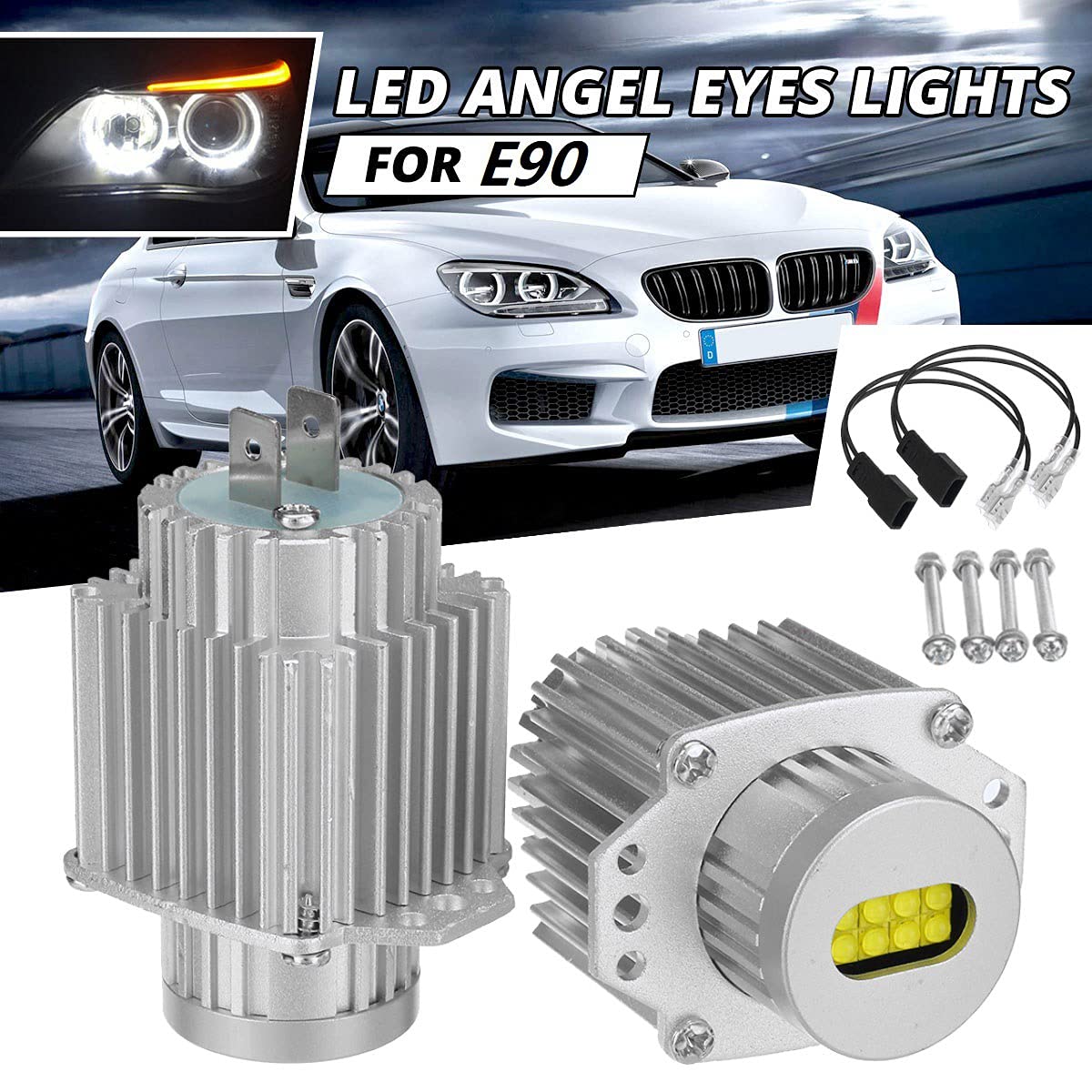 2Pcs Angel Eyes CANbus 80W LED Lampadine per Indicatori Errori per E90 E91 Serie 3 2005-2008 Super Bianca