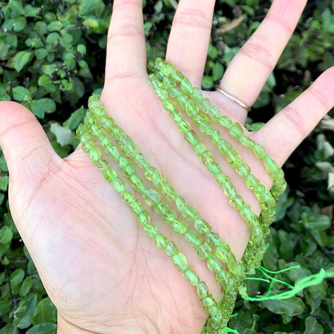 Adabele 15 Inch Natural Green Peridot Gemstone Loose Beads 4mm to 7mm Free Form Oval Tumbled Pebble Gem Stone Spacer for Jewelry Making GZ11-50 - Image 2