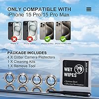 Vista 122 de Misea [3+1] for iPhone 14 Pro/iPhone 14 Pro Max Camera Lens Protector Bling, 9H Tempered Glass Camera Cover Screen Protector Metal Individual Ring