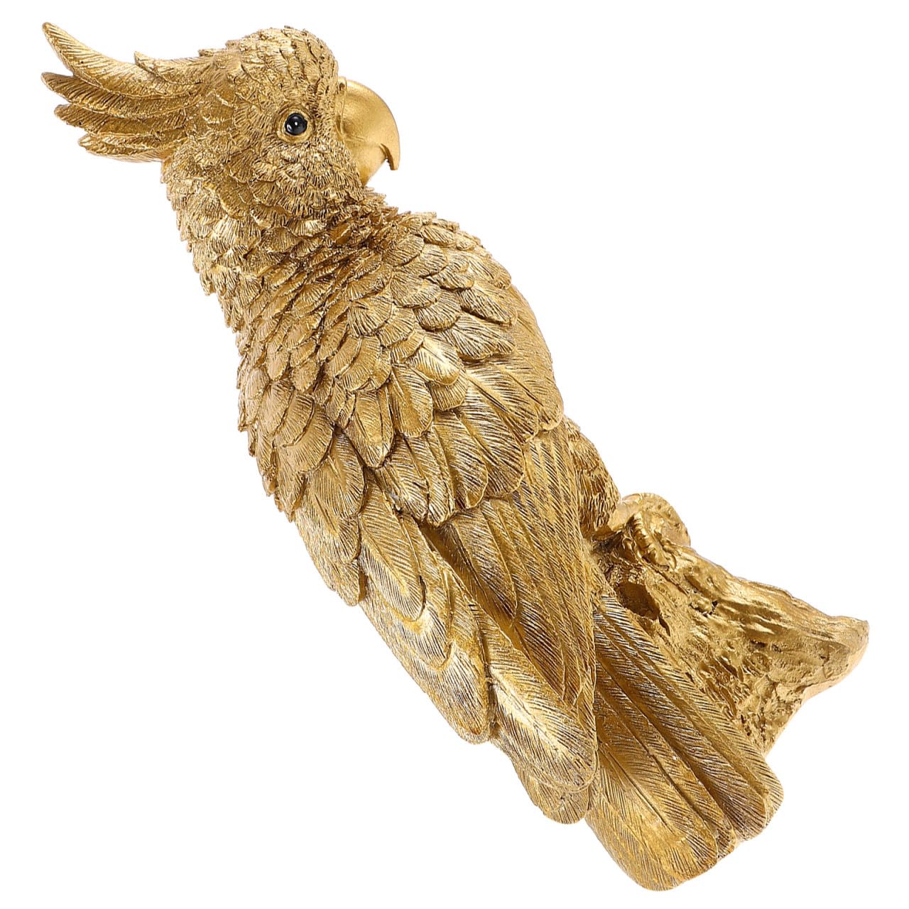 Figura Decorativa de Loro de Resina Dorada, Portátil y Fácil de Limpiar, Adecuado para Decoración de Mesa en Sala de Estar y Escritorio Familiar