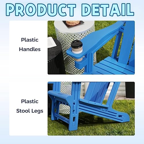 Miniatura 5 de Juego de 2 Sillas Adirondack, Sillas Adirondack de Plástico para Todo Clima, Sillas para Fogata con Portavasos, Silla de Jardín Exterior para Patio,