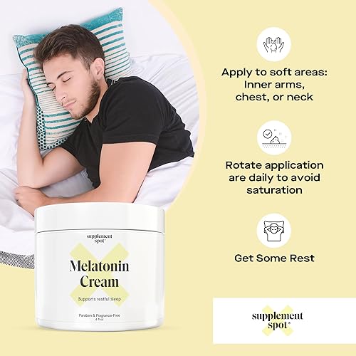 Miniatura 6 de Crema de melatonina para un sueño reparador, suplemento de melatonina para dormir, restablece el reloj biológico corporal, sin parabenos, sin