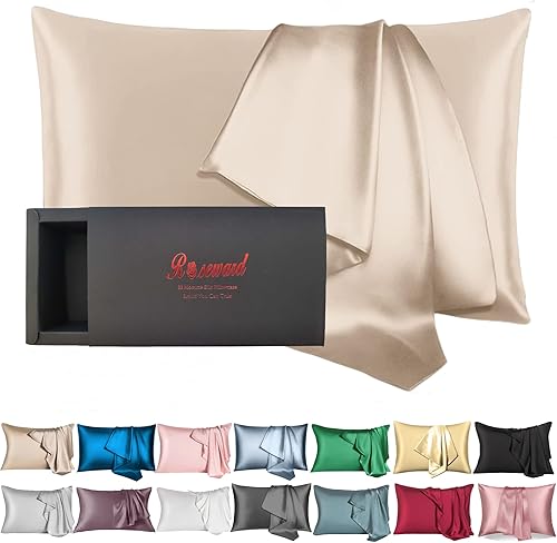 Fundas de almohada de seda beige Queen, 100% seda de morera para cabello y piel, fabricadas en Estados Unidos, funda de almohada de seda 22 Momme