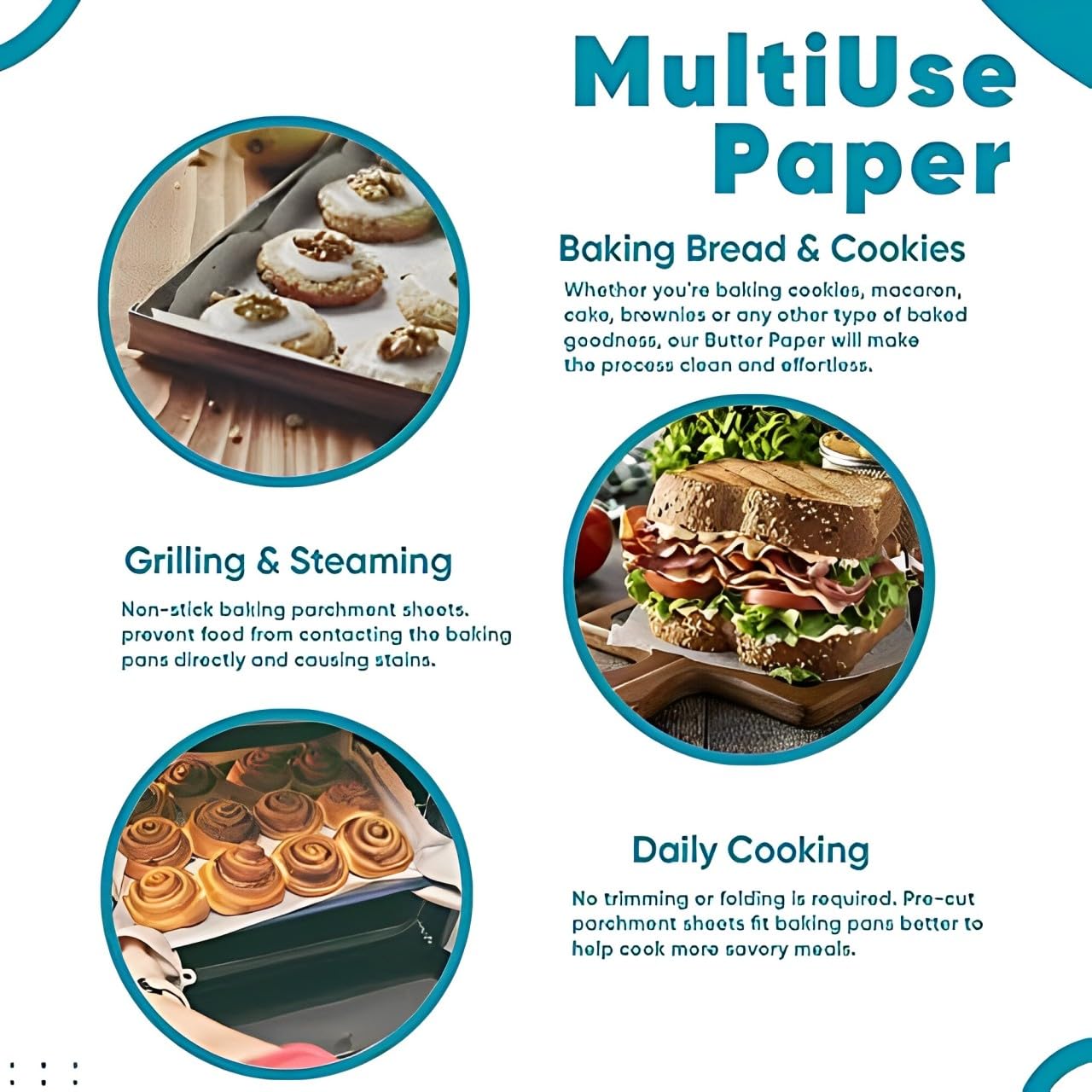 ZEPZY Butter Paper Sheets & Silicone Brush - Non Stick Baking -3