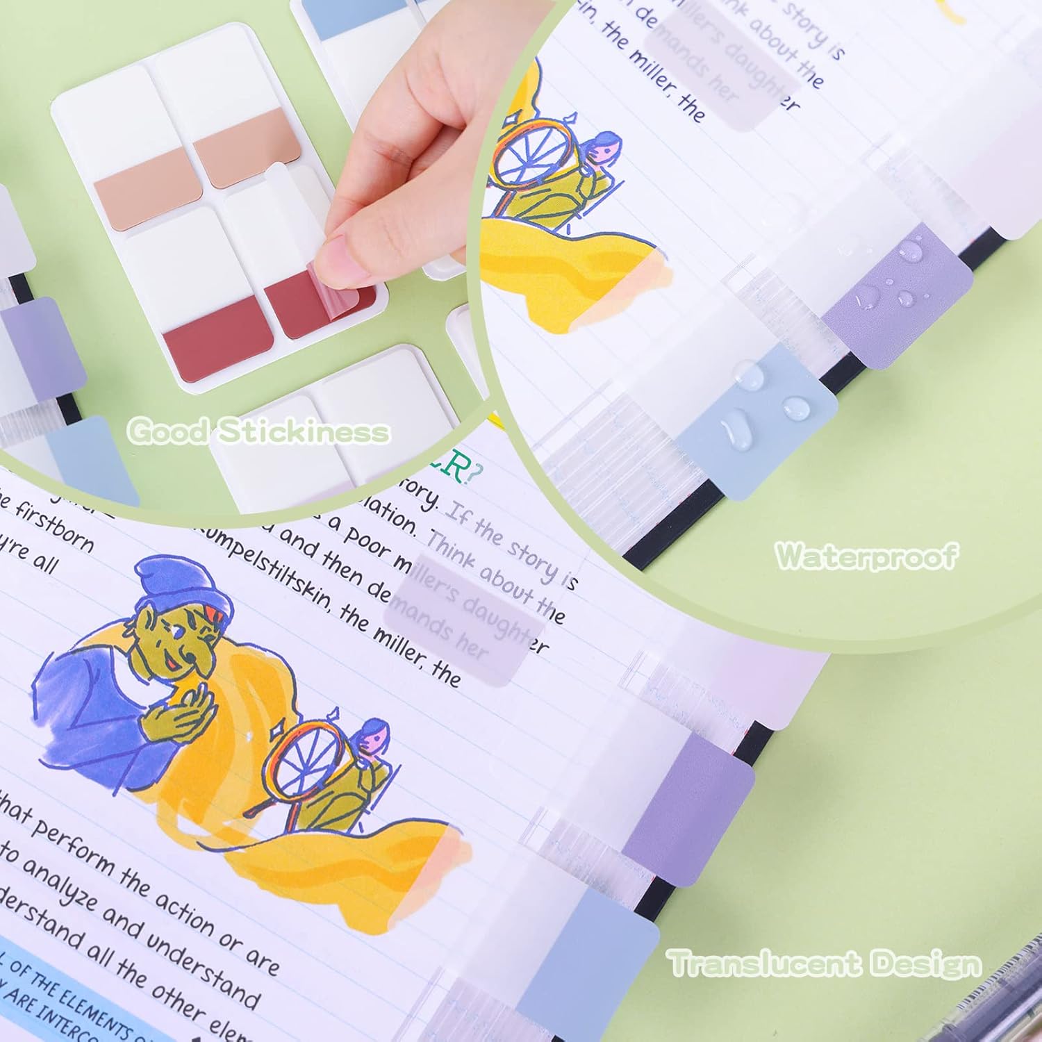 Accessoire Bureau étudiant Onglets Index AOZUO 480 Pièces - Autocollants PET 40x26mm S Pastel Marqueurs Page