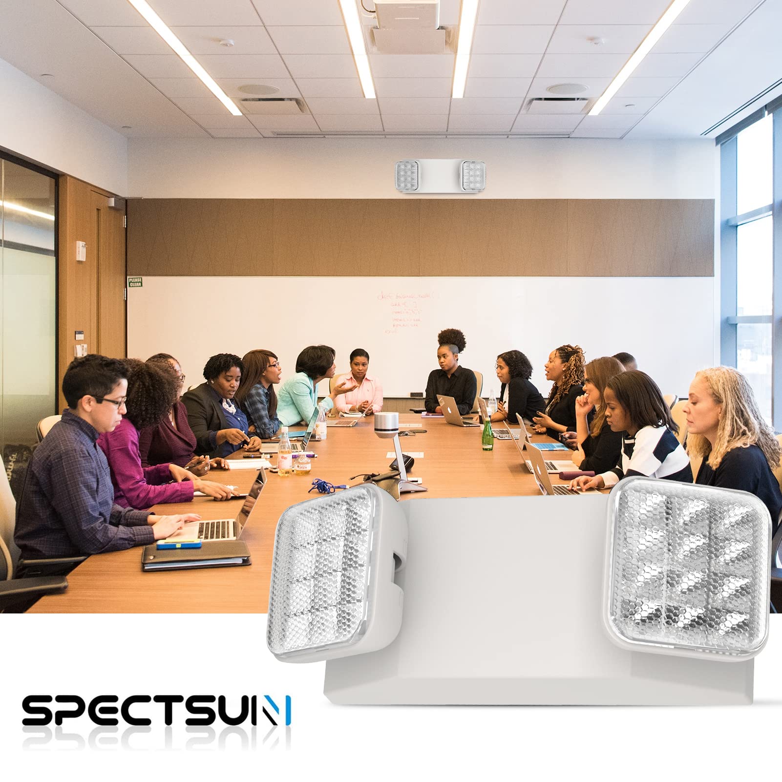spectsun blanco de doble cabeza luz de emergencia, lámpara de emergencia LED de doble cara, Capacidad de mando a distancia