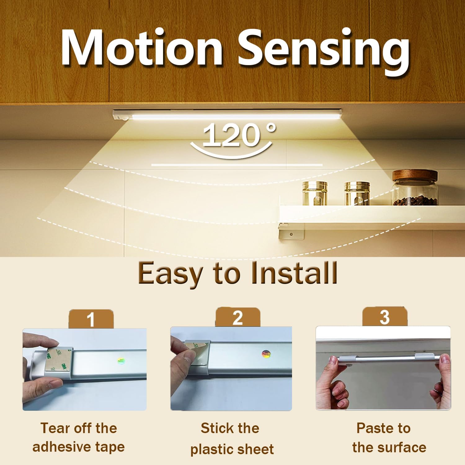 Under Cabinet Lights ，LED Motion Sensor Light Indoor, Wireless USB Rechargeable Magnetic Closet Lights, 5 Pack Under Counter Lights for Kitchen, Cabinet, Wardrobe, Stairs(White Light, 5Packs-8inch)