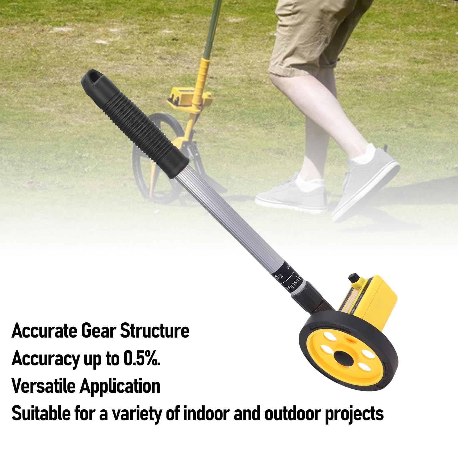 Denash Roue de Mesure, Outil de Mesure de Distance Portable Extensible, Roue de Mesure Roulante Métrique à Longueur Réglable pour la Construction, L'arpentage