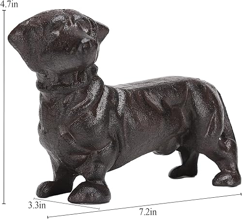 Miniatura 2 de BRASSTAR Cabeza giratoria de hierro fundido para mirar al perro salchicha estatua de mascota pisapapeles lindo cachorro estatuilla regalo jardín