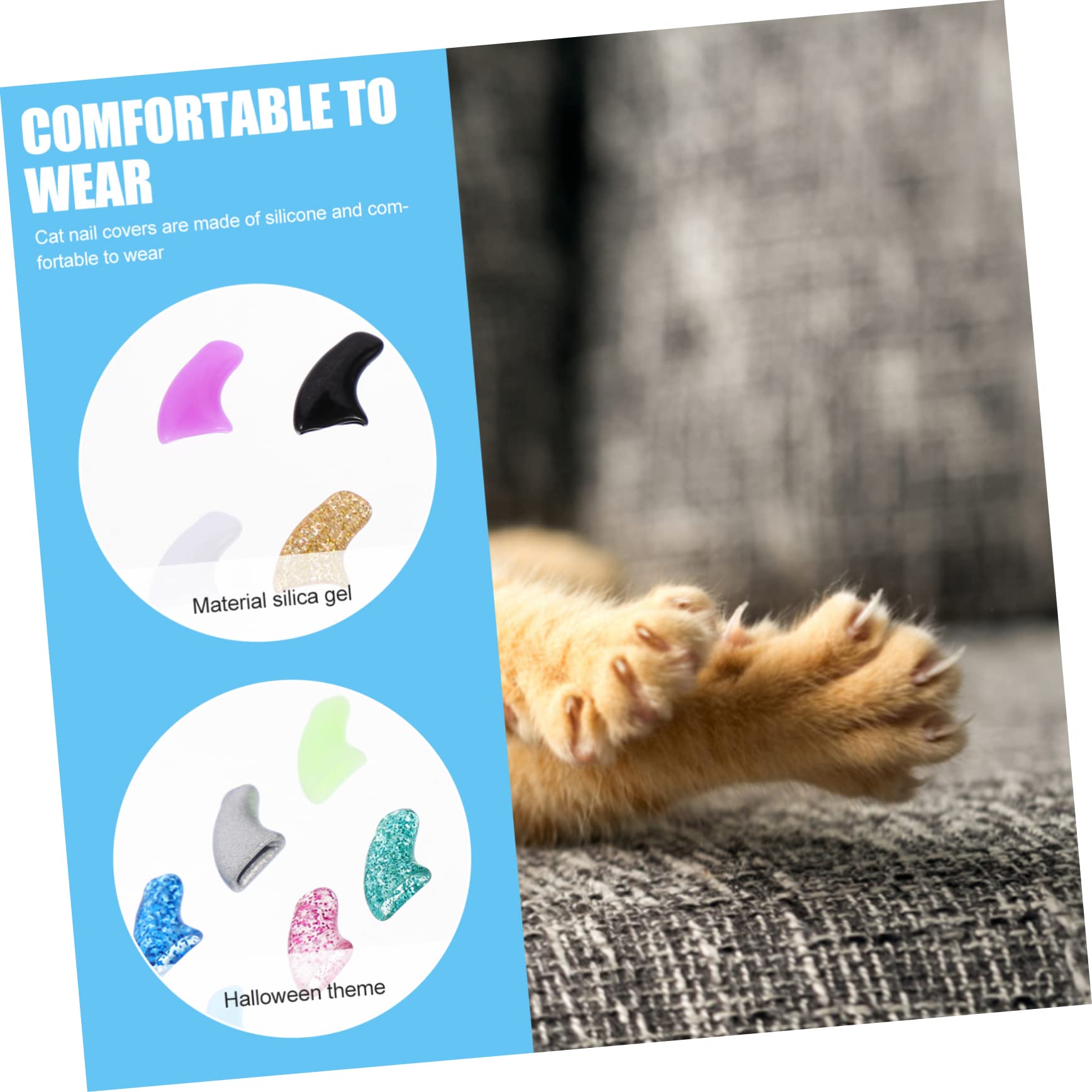 Housoutil 50 Juegos De Kit De Uñas para Gatos Garras para Mascotas Garras De Gato con Pegamento Puntas De Uñas para Gatos Cubiertas De Silicona para Uñas De Gato Tapas para Garras