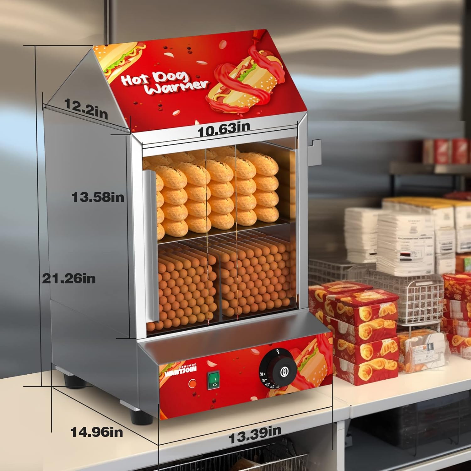 VEVOR Hot Dog Maschine 11 Rollen Edelstahl, 2400 W, Elektrogrill mit