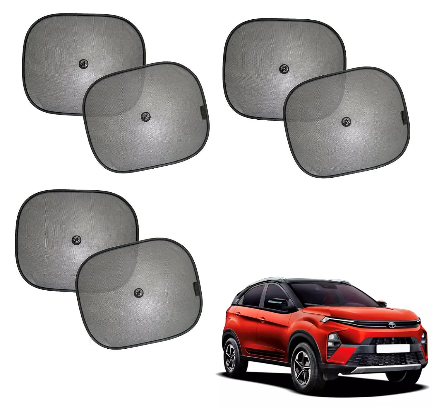 Auto Addict Car Window Sunshade Set of 6 Pieces CHIPKOO Black Color with vaccum Suction Cups for All Cars