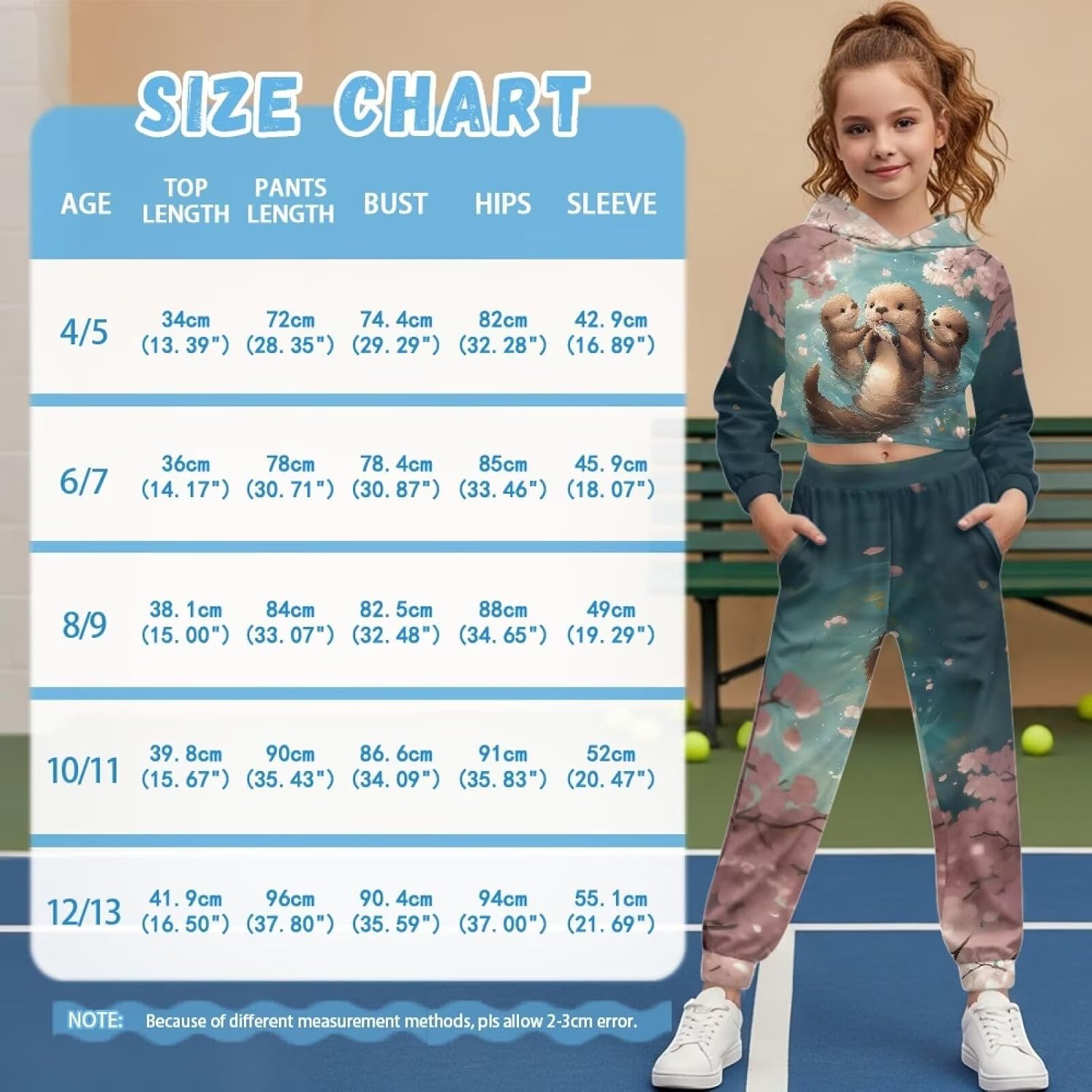 Xpyiqun Tracksuits Size 4-13 Years Hoodies and Sweatpants 2 Piece Outfits for Girls Crop Sweatshirt Kids Jogger