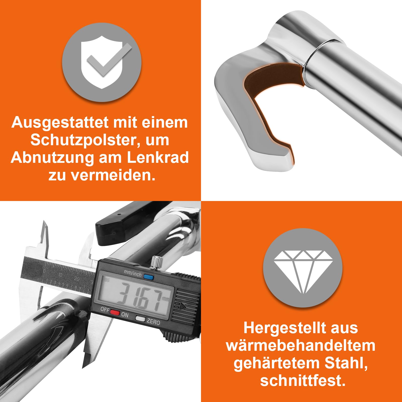 Tevlaphee Auto Lenkradschloss Bremspedal Kupplungsschloss Versenkbarer Haken Universelle Diebstahlsicherung Für Van Auto SUV Lkw Lkw Schwere Auto Auto Sicherheit mit 3 Schlüsseln Max Länge 92cm
