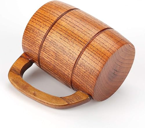 Miniatura 6 de Taza de cerveza en forma de barril de madera hecha a mano, Taza de cerveza clásica de madera, Tazas de té hechas a mano, Beber té café, vino cerveza