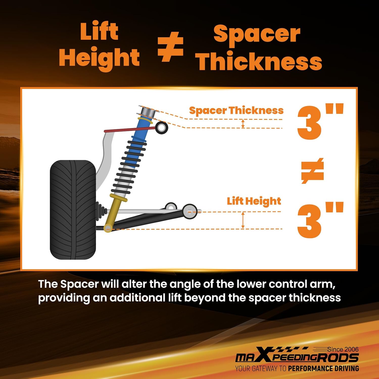 maXpeedingrods 3” Front & 2” Rear Lift Leveling Kit for Toyota Tundra 1999-2006, Front Lift Spacer & Rear Block