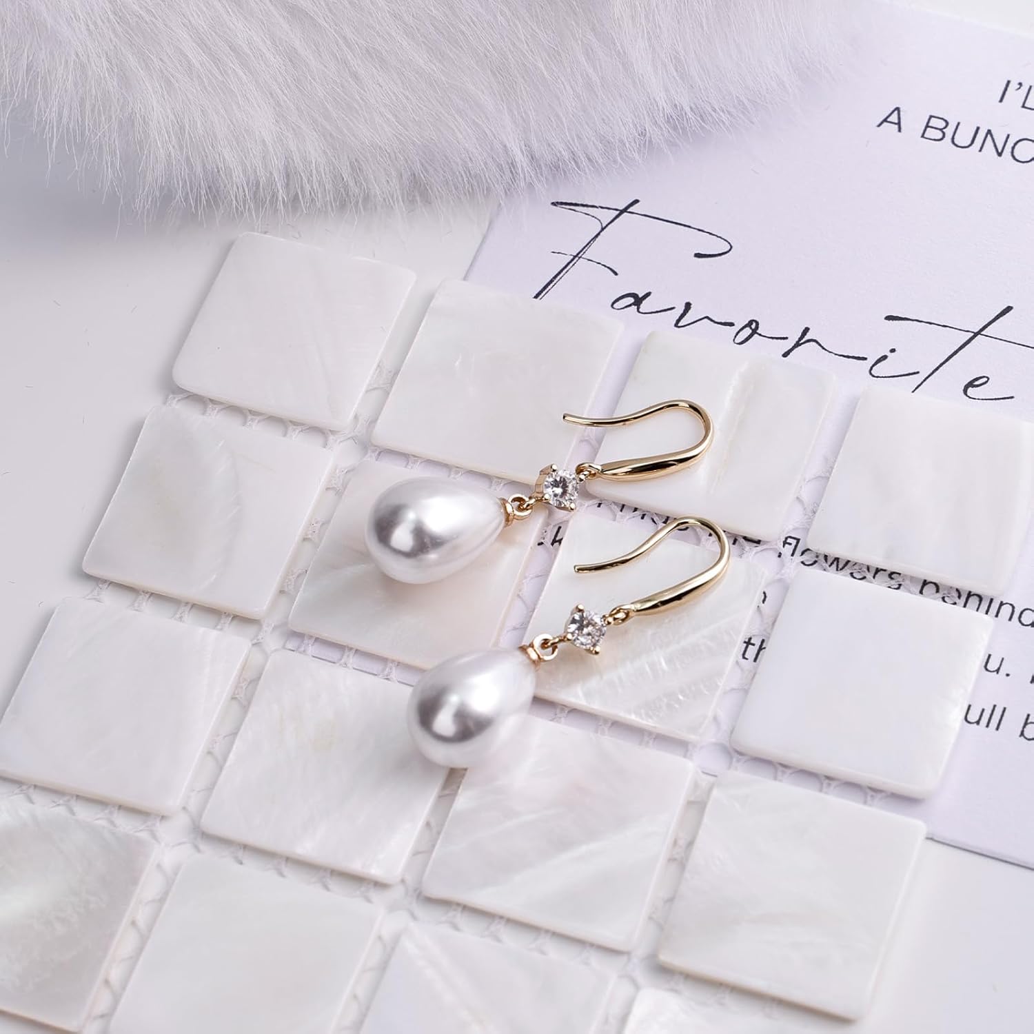 Pearl Drop Earrings with Cubic Zirconia and Pearl Elegant Wedding Jewelry Gift for Women - Silver & Gold - Image 6