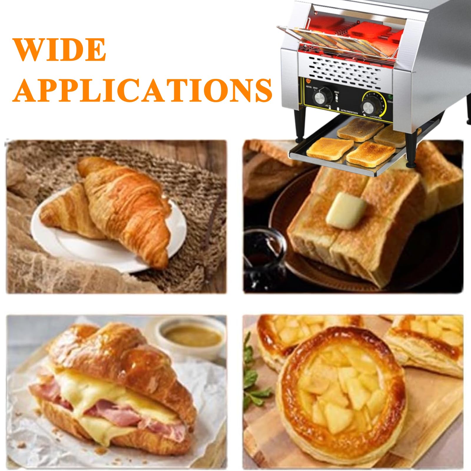 Tostapane A Nastro Professionale, per Impieghi Gravosi, 150/300/450 Fette All'Ora, per Ristoranti, Panetterie E Buffet, con Doppio Tubo, 7 Velocit Regolabili TT-150-110v