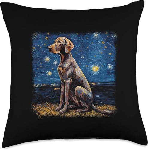 Miniatura 5 de Van Gogh - Almohada alemana de pelo corto en la noche estrellada, 16 x 16 pulgadas, multicolor
