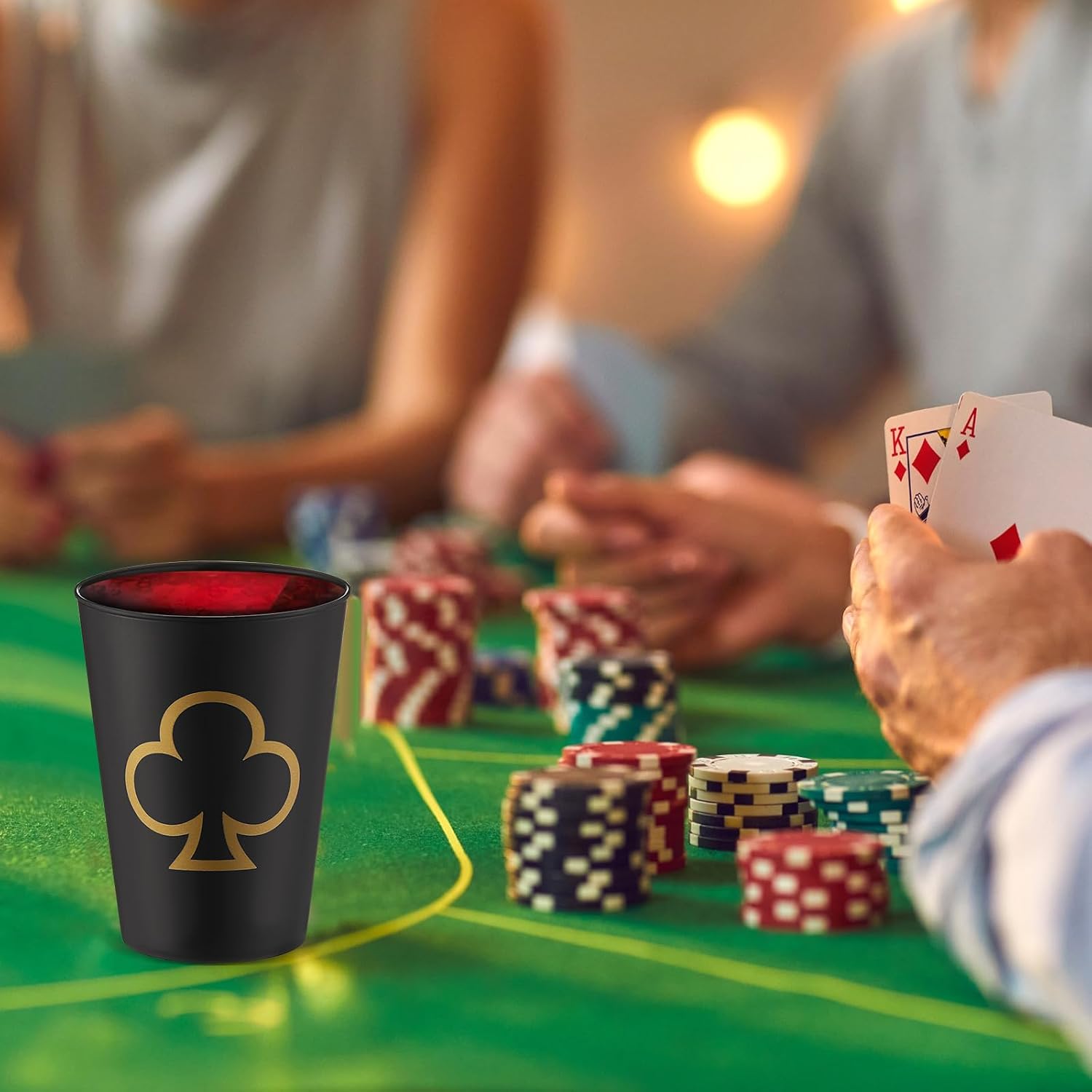 Hoolerry 72 Pcs Casino Party Plastic Cup 9 oz Casino Theme Party Decorations Poker Las Vegas Tumbler Shot Cup Plastic Game Night Themed Favors Set for Birthday Wedding