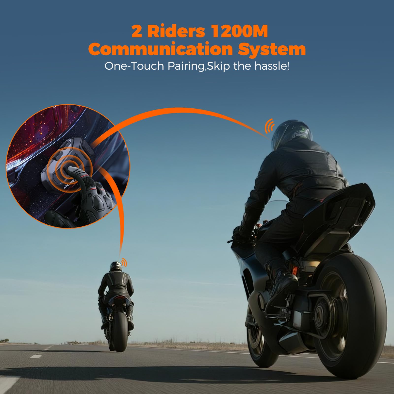 H2 Auriculares Bluetooth para Casco de Moto, Intercomunicador 2 Vías 1 Botón, 35h Batería, IP67 Impermeable, Cancelación de Ruido, Manos Libres con Asistente de Voz