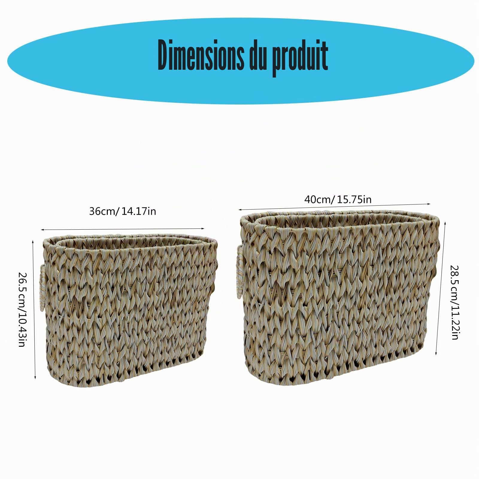 Élegante panier de rangement en osier pour papier toilette avec couvercle, pour petit organisateur de salle de bain, portable, capacité de 6 à 9 rouleaux
